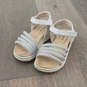 Mayoral White and Silver Kids Sandals